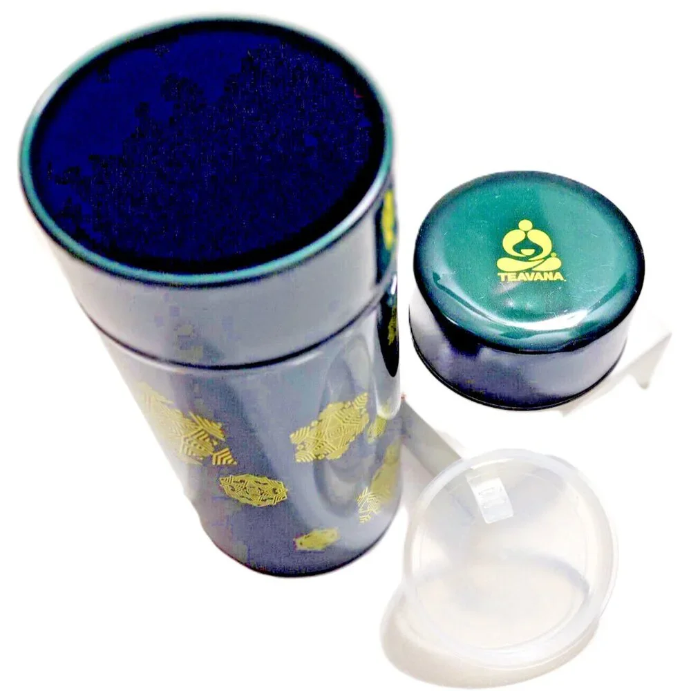 Green w/Gold Snowflakes Holiday Special Edition  Teavana 8oz Tea Tin with Lid